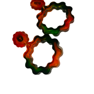 green-orange-earring