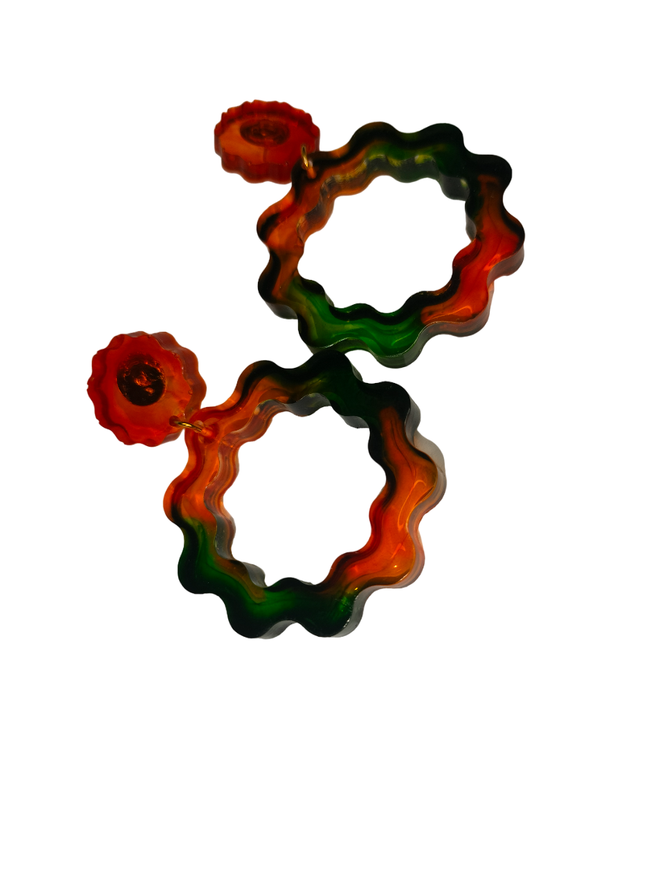 green-orange-earring