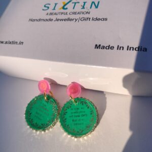 Mantra resin earrings for women – handmade resin jewelry in India, perfect for gifting and adding elegance to any outfit