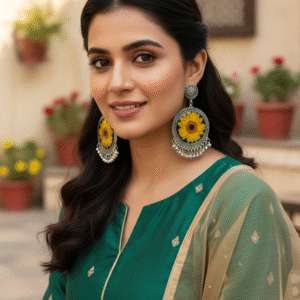 Resin Jhumka Earrings, designed with real yellow dry flowers